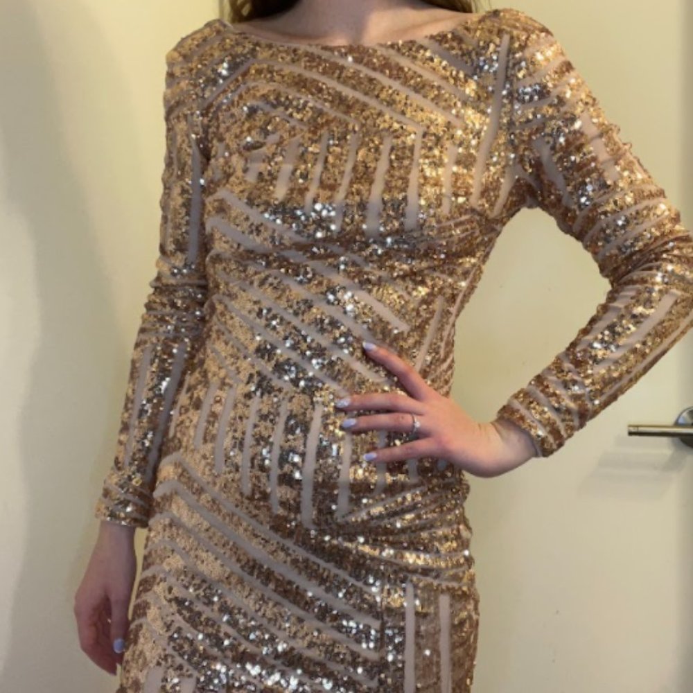 Hello Molly gold sequin open back dress